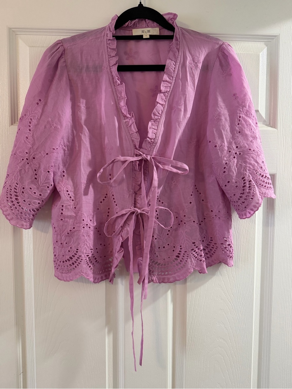 Eyelet Tie-Front Blouse in Lavender by J.Jill